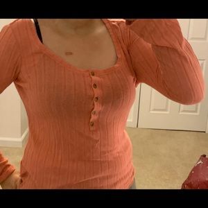 Ribbed long sleeve knit top